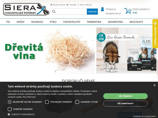 siera chovatelské potřeby olomouc – krmivo, potřeby pro psy, kočky, ptáky, ...