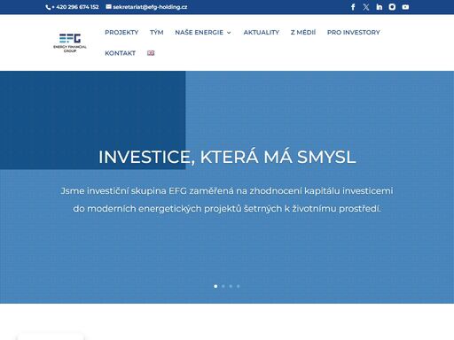 jsme investiční skupina efg zaměřená na zhodnocení kapitálu investicemi do moderních energetických projektů šetrných k životnímu prostředí.