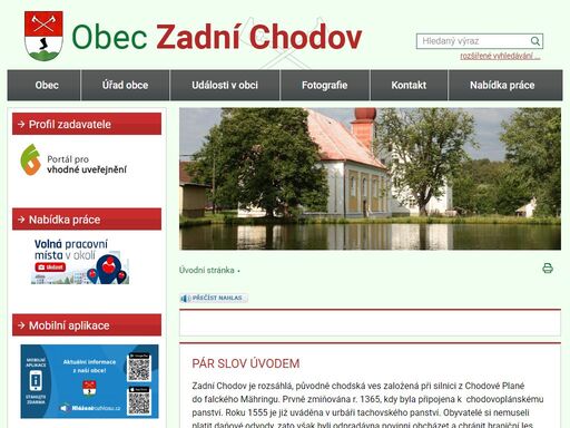 oficiální stránky obce zadní chodov