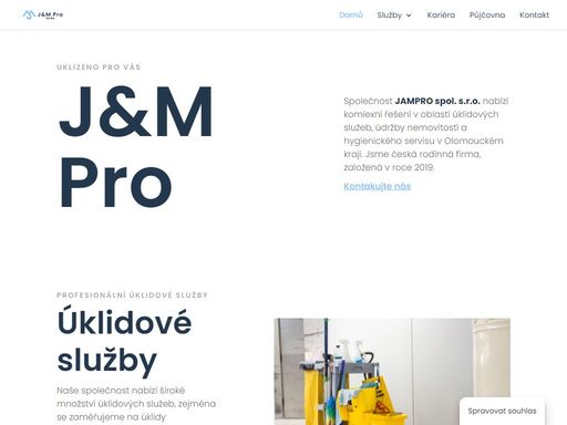 společnost jampro spol. s.r.o. nabízí komplexní řešení v oblasti úklidových služeb, údržby nemovitostí a hygienického servisu.