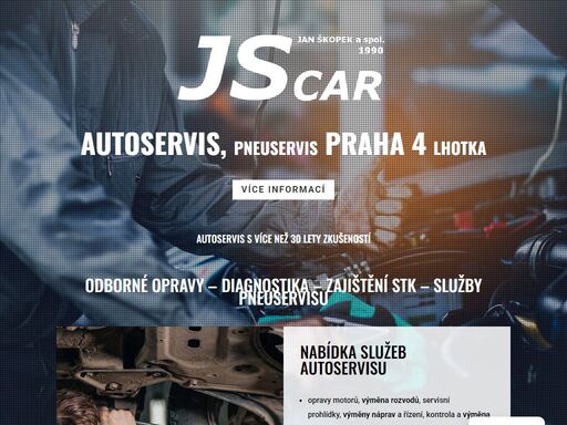 hledáte autoservis či pneuservis v praze 4, který zajišťuje mechanické práce (karosářské práce, autolakýrnické práce, pneuservisní práce)m karosářské práce, autolakýrnické práce či autoelektrikářské práce? navštivte autoopravnu js car v praze 4, lhotce.