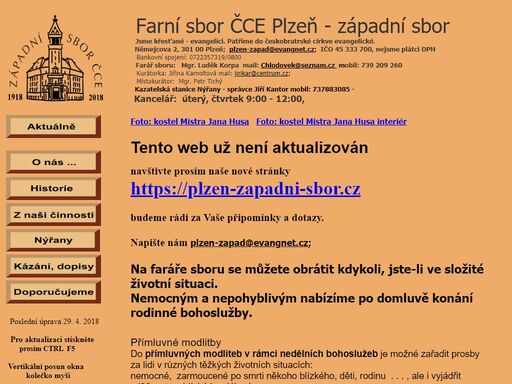 stránky západního sboru českobratrské církve evangelické v plzni