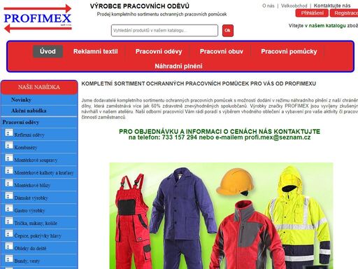 výrobce pracovní oděvy, pracovní obuv, pracovní pomůcky, velkoobchod pracovní oděvy, profimex