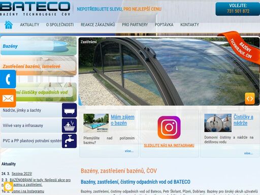 bazény, zastřešení bazénů, čistírny odpadních vod, bateco group s.r.o. plzeň. bazény pro široký okruh uživatelů za rozumnou cenou. bazény pro odpočinek a zábavu.