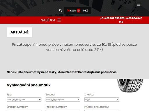 náš pneuservis nabízí prodej pneumatik, disků a protektorů
