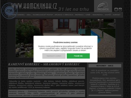 naše společnost nabízí jinou alternativu finální povrchové úpravy horizontálních a vertikálních ploch - kamenný koberec.