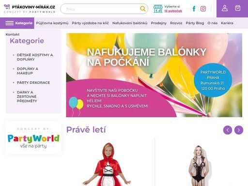 karnevalové kostýmy pro dospělé i děti. párty výzdoba a dekorace. balonky, helium a svíčky. rozlučka se svobodou. doplňky na focení do fotokoutku. dětské masky. hororový make-up. škrabošky a masky.