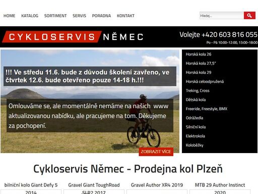 cykloservis a prodejna kol - plzeň, masarykova ul. široký sortiment jízdních a horských kol, dámská kola a příslušenství.