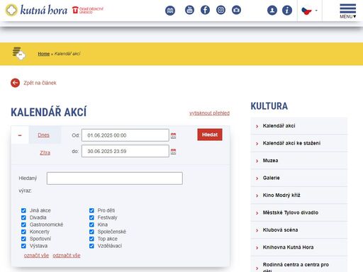 městský informační portál města kutná hora, jehož památky jsou od r. 1995 na seznamu unesco, poskytuje přehled o památkách, informacích, kulturním a společenském dění ve městě