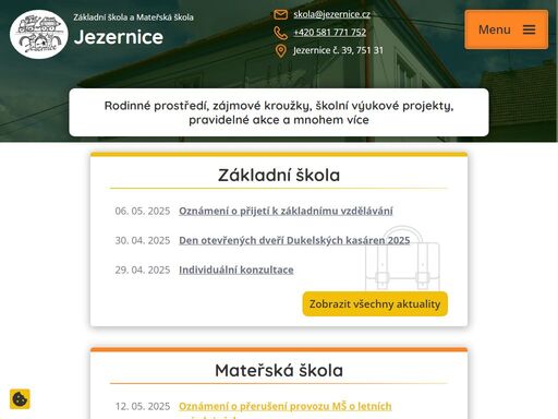 základní škola a mateřská škola jezernice, okres přerov, p.o., je právnickou osobou vykonávající činnost základní školy, mateřské školy , školní družiny a školní jídelny – výdejny.

