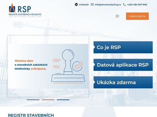 každodenně aktualizovaná databáze stavebních zakázek včetně kontaktů. rsp sleduje informace o zakázkách od 3 milionů korun v soukromé sféře a od 0.5 milionů ve veřejné sféře. registr obsahuje minimálně 95 % připravovaných a probíhajících akcí v česku i na slovensku.