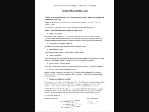 oficiální stránky zš kostelní, tachov
