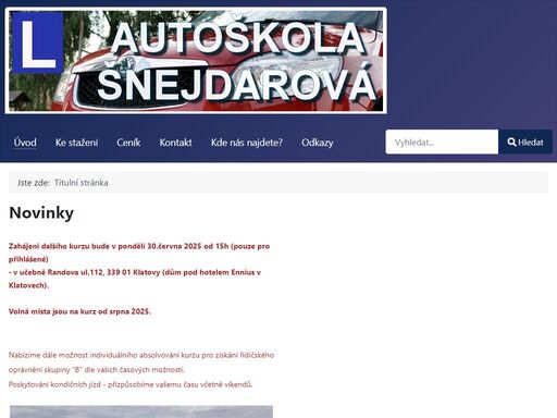 autoškola klatovy šnejdarová