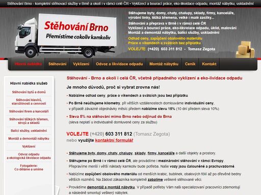 stěhování v brně, vyklízecí a bourací práce, eko-likvidace odpadu, montáž nábytku