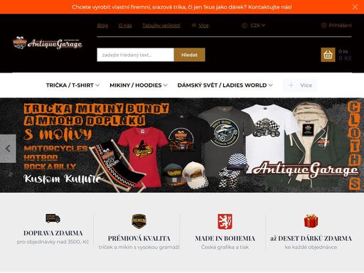e-shop s oblečením kustom kulture - trička, mikiny a další (nejen) pro motorkáře, hotrod a rockabilly