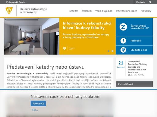hlavní webové stránky pedagogické fakulty univerzity palackého v olomouci