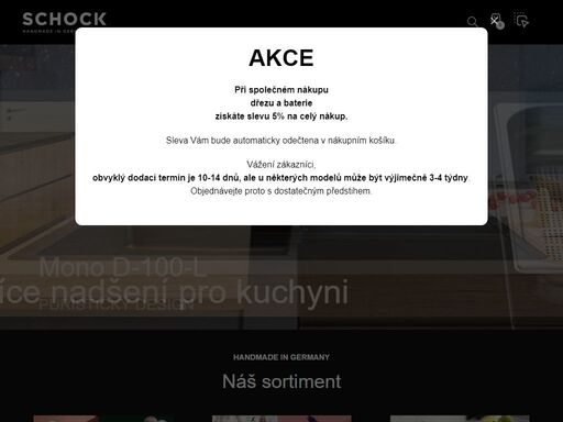 granitové dřezy a dřezové baterie schock