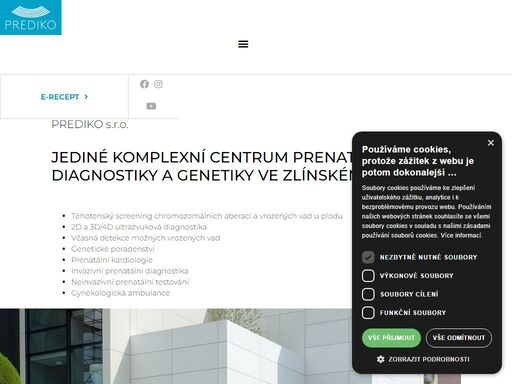 centrum prenatální diagnostiky a genetiky prediko s.r.o. je pracovištěm poskytujícím specializovanou
zdravotní péči těhotným ženám, dysfertilním párům a dalším pacientům ve zlínském kraji.