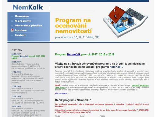 výroba a distribuce programu na úřední (administrativní) a tržní oceňování nemovitostí...