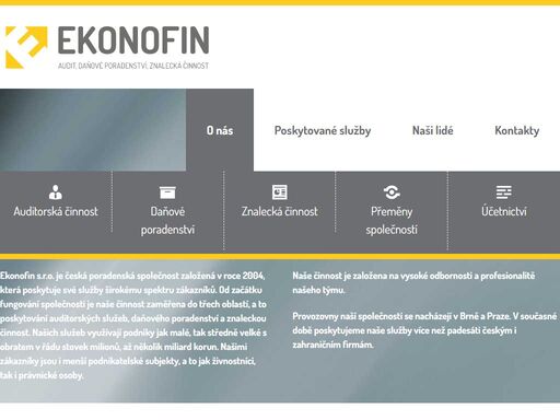 ekonofin s.r.o. je česká poradenská společnost založená v roce 2004, která poskytuje své služby širokému spektru zákazníků. od začátku fungování společnosti je naše činnost zaměřena do třech oblastí, a to poskytování auditorských služeb, daňového poradenství a znaleckou činnost.