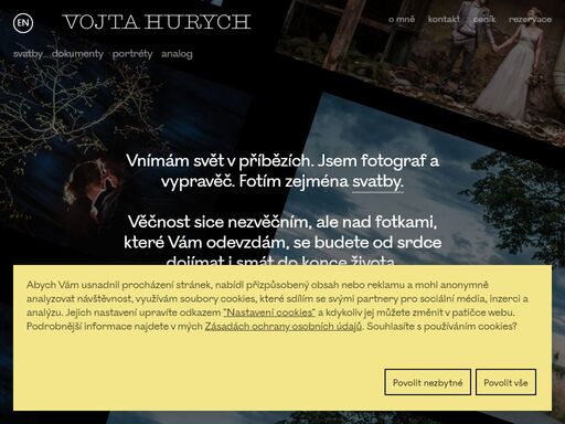 jmenuju se vojtěch hurych a miluju to, co dělám. jsem svatební a reportážní fotograf. lidé mají své příběhy, které rád vyprávím prostřednictvím fotografií. rád zachytím i kousek vašeho života.