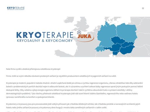 roman zelenka - výhradní distributor firem juka kryo a kriomedpol pro českou a slovenskou republiku. dodáváme kryokomory pro 2-5 osob a kryosauny pro jednu osobu. dále dodáváme přístroje pro lokální kryoterapii.