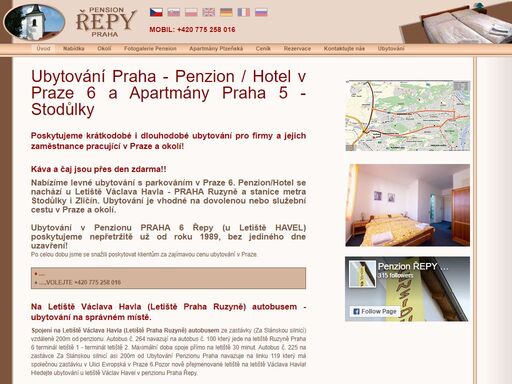 ubytování u letiště praha ruzyně,levné ubytování v praze 6-penzion hotel řepy|