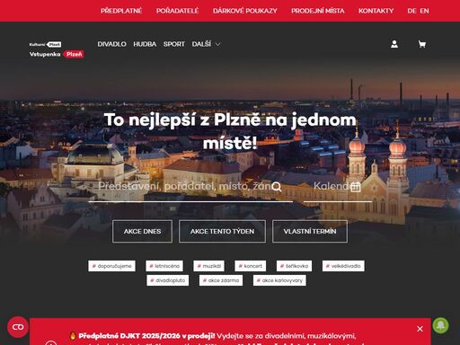 co se děje v plzeňském kraji? největší nabídka akcí na plzeňsku - divadlo, koncerty, muzikály, festivaly, sport a další kulturní akce.