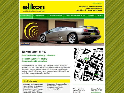 kommplexní elektroinstalace; garážová vrata a pohony; centrální vysavače