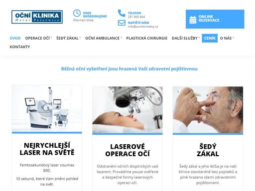 oční klinika a všeobecná oční ambulance poskytuje komplexní oční lékařskou péči včetně operací šedého zákalu a plastických zákroků.