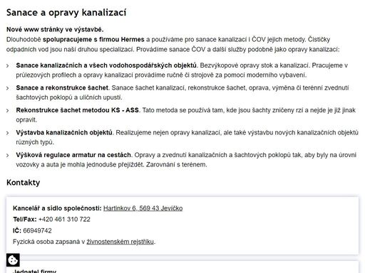 opravy kanalizací, šachet, čov. česká společnost sanace doležal provádí sanace kanalizací, bezvýkopové opravy šachet, rekonstrukce rezivých šachet suchou maltou i výškové regulace armatur na vozovkách. v čr i na slovensku.