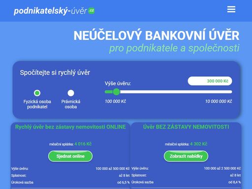 neúčelové bankovní úvěry pro podnikatele a společnosti. porovnejte a sjednejte úvěr online.