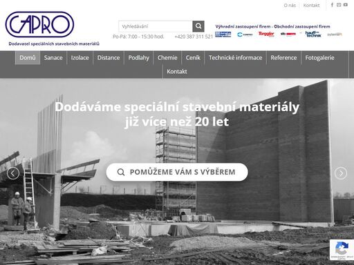 od počátku založení se společnost capro zabývá dodavatelskou a inženýrskou činností v oboru dodávek speciálních stavebních materiálů a stavební chemie.