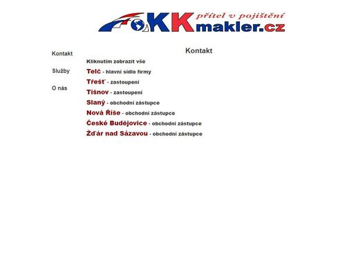 stránky pojišťovací makléřské firmy kkmakléř telč.