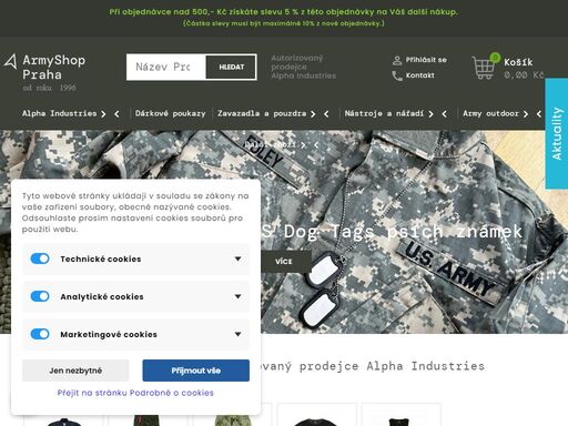 vítejte v army shopu praha (dříve hybernská), založeného a sídlícího na stejné adrese od roku 1996. nabízíme širokou nabídku zboží army, outdoorového a taktického vybavení, street módy, oblečení a ochr. pomůcky pro airsoft, potřeby pro přežití