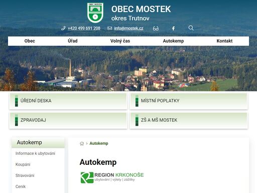 oficiální stránky obce mostek