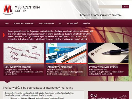 jsme dynamická mediální agentura s několikaletým působením na české internetové scéně. náš tým tvoří odborníci z oblasti programování a online marketingu. tvoříme uživatelsky přívětivé weby, realizujeme seo (optimalizace pro vyhledávače) a zajišťujeme i ppc reklamu. naší specialitou je lead generation - efektivní internetový nástroj pro získávání nových klientů.