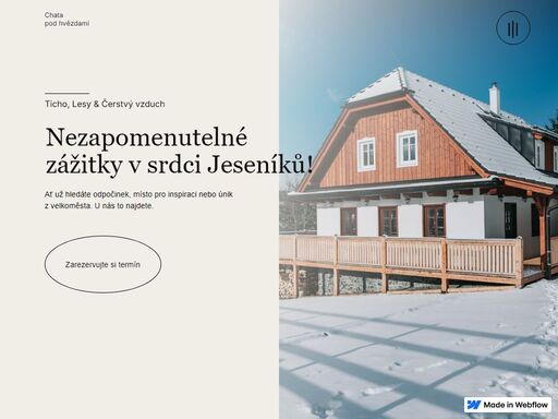 přijeďte načerpat energii do soukromého ubytování v jeseníkách. naše chata nabízí ubytování pro velké skupiny lidí, wellness a okolí jesenických hor.