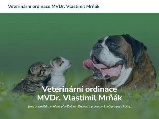 jsme pracoviště zaměřené převážně na léčebnou a preventivní péči pro psy, kočky, drobné savce a hlodavce.