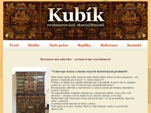 restaurování nábytku a restaurování starožitností či jiných umělecko-řemeslných památek nejen ze dřeva.