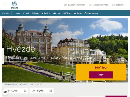 ? zažijte neobyčejný zážitek a odpočinek ve 4*s lázeňském hotelu hvězda v mariánských lázních ? hotel hvězda patří k nejlepším lázeňským hotelům ve městě! ? hvězda ? česká republika ? mariánské lázně ? ensana hotels ? rezervovat nyní! 