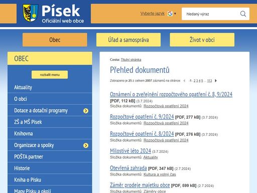 www.obecpisek.cz