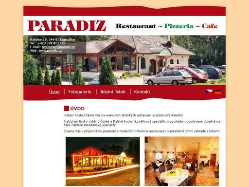 oficiální web restaurant ~ pizzeria ~ cafe paradiz