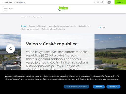 valeo je jednou z největších firem v českém automobilovém průmyslu. ve vývojovém centru a výrobních závodech zaměstnává 4000 lidí.