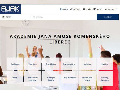 akademie jana amose komenského liberec nabízí výuku jazyků angličtina, němčina, španělština, francouzština, italština, ruština a čeština.