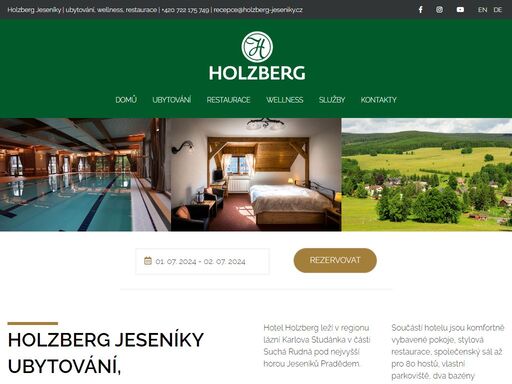hotel holzberg nabízí ubytování v jeseníkách v komfortně vybavených pokojích. stylová restaurace nabízí vynikající zvěřinové speciality.