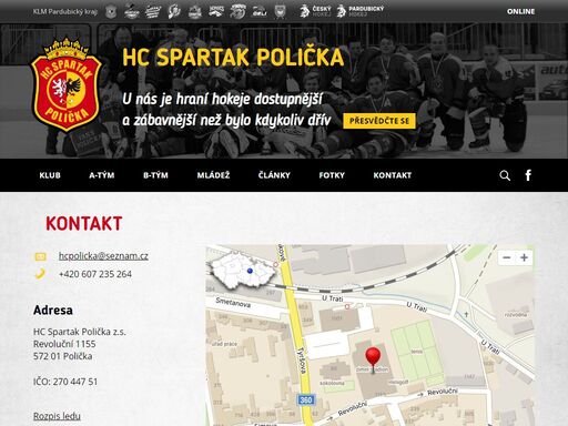 oficiální stránky hokejového klubu hc spartak polička