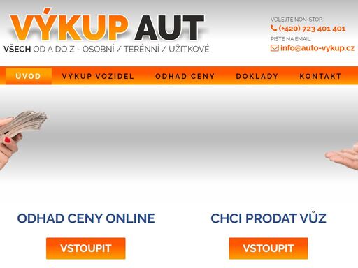 auto-vykup.cz se specializuje na výkup aut všech značek, motorek a čtyřkolek za hotové po celé čr. nabízíme nejlepší výkupní ceny a profesionální přístup