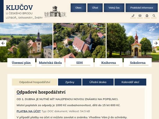 oficiální stránky obce klučov