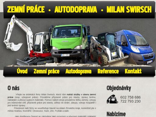firma milan swirsch - zemní práce, výkopové práce, terenní práce, demolice a nákladní autodoprava.